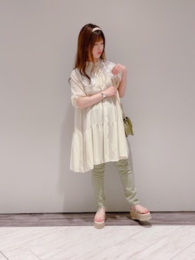 「消えそうな色コーデ」｜「アイテム（チュニック）」を使った、emsexcite　/　エムズエキサイトさん（レディース・152cm）の夏コーディネート