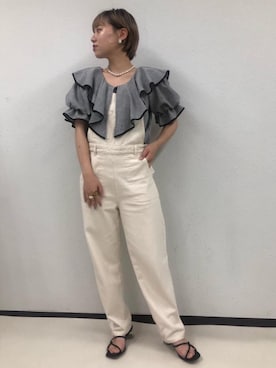 「アイテム（オールインワン・サロペット、ホワイト系）」を使った、emsexcite　/　エムズエキサイトさん（レディース・158cm）の夏コーディネート