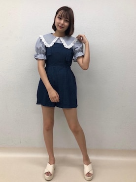 「ガーリーコーデ」｜「アイテム（サロペット/オーバーオール）」を使った、emsexcite　/　エムズエキサイトさん（レディース・160cm）の夏コーディネート