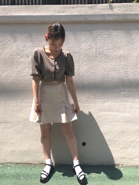 「アイテム（トップス、ブラウン系）」を使った、emsexcite　/　エムズエキサイトさん（レディース・158cm）の夏コーディネート