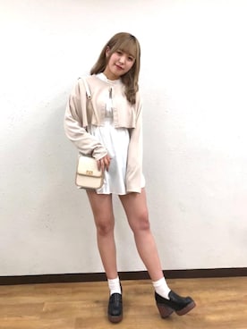 「アイテム（アンサンブル、ホワイト系）」を使った、emsexcite　/　エムズエキサイトさん（レディース・163cm）の秋コーディネート