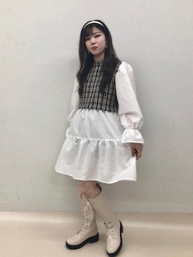 「アイテム（カチューシャ、ホワイト系）」を使った、emsexcite　/　エムズエキサイトさん（レディース・152cm）の秋コーディネート