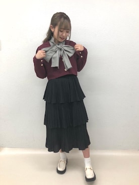 「アイテム（テーラードジャケット、レッド系）」を使った、emsexcite　/　エムズエキサイトさん（レディース・163cm）の秋コーディネート