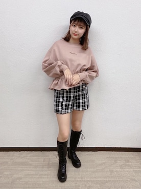 「アイテム（スウェット、ピンク系）」を使った、emsexcite　/　エムズエキサイトさん（レディース・160cm）の秋コーディネート