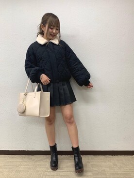 「ガーリーコーデ」｜「アイテム（ブルゾン）」を使った、emsexcite　/　エムズエキサイトさん（レディース・163cm）の冬コーディネート