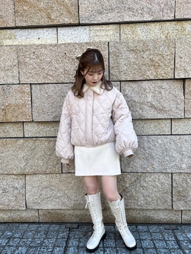 「ガーリーコーデ」｜「アイテム（ブルゾン）」を使った、emsexcite　/　エムズエキサイトさん（レディース・152cm）の冬コーディネート