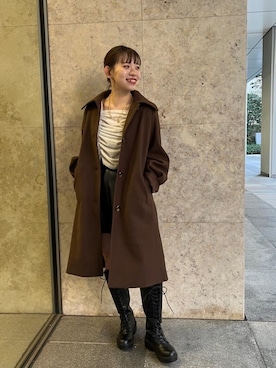 「フレンチガーリー」｜「アイテム（ステンカラーコート）」を使った、emsexcite　/　エムズエキサイトさん（レディース・158cm）の冬コーディネート