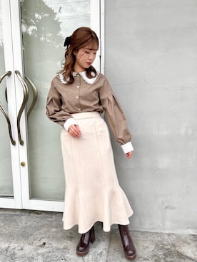 「消えそうな色コーデ」｜「アイテム（ブーツ）」を使った、emsexcite　/　エムズエキサイトさん（レディース・152cm）の冬コーディネート