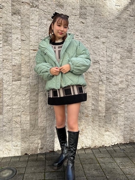 「ガーリーコーデ」｜「アイテム（ブルゾン）」を使った、emsexcite　/　エムズエキサイトさん（レディース・160cm）の冬コーディネート