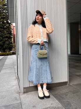 「アイテム（カーディガン/ボレロ、オレンジ系）」を使った、emsexcite　/　エムズエキサイトさん（レディース・160cm）の冬コーディネート