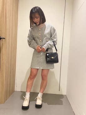 「ワントーンコーデ」｜「アイテム（ノーカラージャケット）」を使った、emsexcite　/　エムズエキサイトさん（レディース・150cm）の冬コーディネート