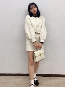 「参戦服」｜「アイテム（ノーカラージャケット）」を使った、emsexcite　/　エムズエキサイトさん（レディース・160cm）の冬コーディネート