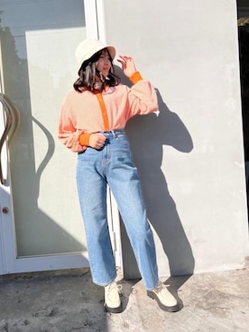 「アイテム（カーディガン/ボレロ、オレンジ系）」を使った、emsexcite　/　エムズエキサイトさん（レディース・160cm）の春コーディネート