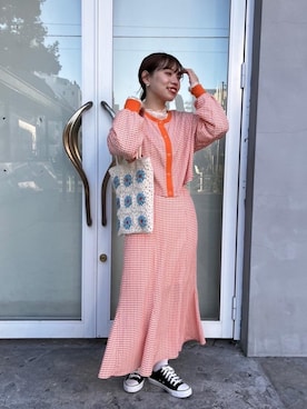 「アイテム（カーディガン/ボレロ、オレンジ系）」を使った、emsexcite　/　エムズエキサイトさん（レディース・158cm）の春コーディネート