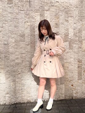 「フレンチガーリー」｜「アイテム（トレンチコート）」を使った、emsexcite　/　エムズエキサイトさん（レディース・152cm）の春コーディネート