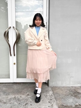 「フレンチガーリー」｜「アイテム（トレンチコート）」を使った、emsexcite　/　エムズエキサイトさん（レディース・160cm）の春コーディネート