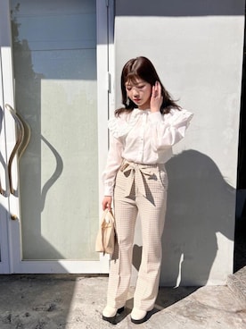 「アイテム（バッグ、ホワイト系）」を使った、emsexcite　/　エムズエキサイトさん（レディース・152cm）の春コーディネート