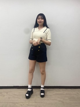 「ガーリーコーデ」｜「アイテム（サンダル）」を使った、emsexcite　/　エムズエキサイトさん（レディース・160cm）の春コーディネート