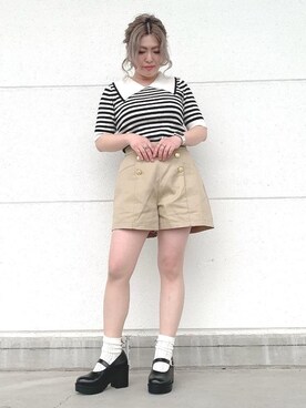 「アイテム（デニムパンツ、ベージュ系）」を使った、emsexcite　/　エムズエキサイトさん（レディース・149cm）の春コーディネート