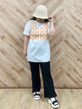 「韓国コーデ」｜「アイテム（スリッポン）」を使った、emsexcite　/　エムズエキサイトさん（レディース・158cm）の夏コーディネート