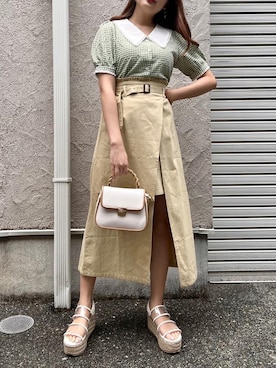 「ガーリーコーデ」｜「アイテム（サンダル）」を使った、emsexcite　/　エムズエキサイトさん（レディース・160cm）の夏コーディネート