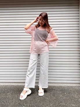 「韓国コーデ」｜「アイテム（スリッポン）」を使った、emsexcite　/　エムズエキサイトさん（レディース・160cm）の夏コーディネート
