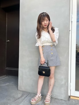 「ガーリーコーデ」｜「アイテム（サンダル）」を使った、emsexcite　/　エムズエキサイトさん（レディース・152cm）の夏コーディネート