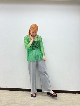 「ﾋﾞｯｸﾞｼﾙｴｯﾄ」｜「アイテム（サンダル）」を使った、emsexcite　/　エムズエキサイトさん（レディース・164cm）の夏コーディネート