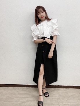 「ガーリーコーデ」｜「アイテム（サンダル）」を使った、emsexcite　/　エムズエキサイトさん（レディース・160cm）の夏コーディネート