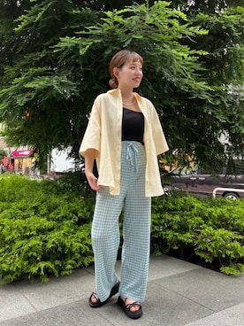 「ﾋﾞｯｸﾞｼﾙｴｯﾄ」｜「アイテム（パンツ）」を使った、emsexcite　/　エムズエキサイトさん（レディース・158cm）の夏コーディネート