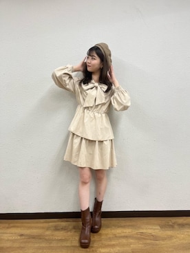 「ガーリーコーデ」｜「アイテム（ハンチング/ベレー帽）」を使った、emsexcite　/　エムズエキサイトさん（レディース・152cm）の秋コーディネート