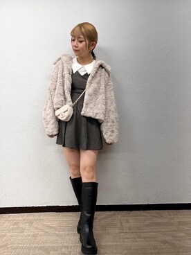 「韓国コーデ」｜「アイテム（その他アウター）」を使った、emsexcite　/　エムズエキサイトさん（レディース・164cm）の冬コーディネート