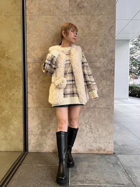 「フレンチガーリー」｜「アイテム（その他アウター）」を使った、emsexcite　/　エムズエキサイトさん（レディース・164cm）の冬コーディネート
