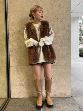 「参戦服」｜「アイテム（その他アウター）」を使った、emsexcite　/　エムズエキサイトさん（レディース・158cm）の冬コーディネート