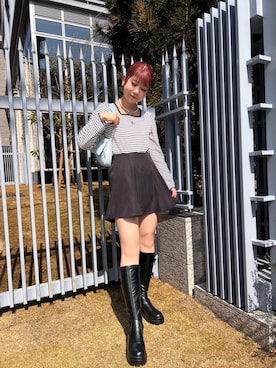 「アイテム（Tシャツ/カットソー、ブラック系）」を使った、emsexcite　/　エムズエキサイトさん（レディース・164cm）の春コーディネート