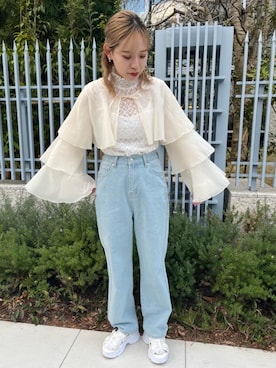 「ガーリーコーデ」｜「アイテム（サンダル）」を使った、emsexcite　/　エムズエキサイトさん（レディース・158cm）の春コーディネート