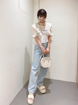 「ガーリーコーデ」｜「アイテム（サンダル）」を使った、emsexcite　/　エムズエキサイトさん（レディース・151cm）の春コーディネート