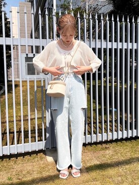 「参戦服」｜「アイテム（パンツ、ブルー系）」を使った、emsexcite　/　エムズエキサイトさん（レディース・158cm）の春コーディネート