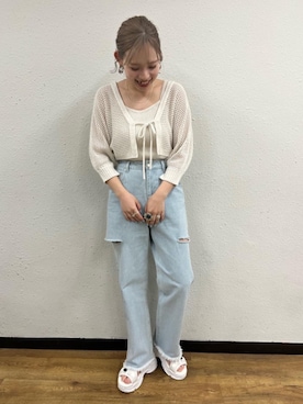 「参戦服」｜「アイテム（パンツ、ブルー系）」を使った、emsexcite　/　エムズエキサイトさん（レディース・158cm）の春コーディネート