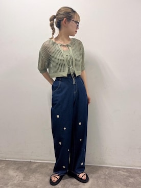 「参戦服」｜「アイテム（パンツ、ブルー系）」を使った、emsexcite　/　エムズエキサイトさん（レディース・158cm）の夏コーディネート