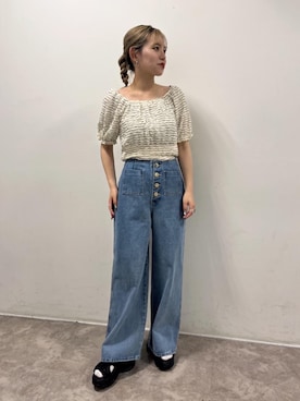 「参戦服」｜「アイテム（パンツ、ブルー系）」を使った、emsexcite　/　エムズエキサイトさん（レディース・158cm）の夏コーディネート