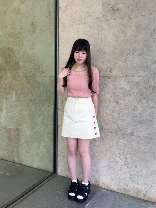 ems excite（エムズエキサイト）の「ハート刺繍台形ミニSK（スカート