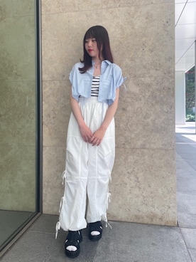 「ガーリーコーデ」｜「アイテム（サンダル）」を使った、emsexcite　/　エムズエキサイトさん（レディース・156cm）の夏コーディネート