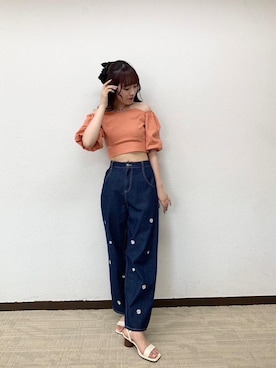 「参戦服」｜「アイテム（パンツ、ブルー系）」を使った、emsexcite　/　エムズエキサイトさん（レディース・166cm）の夏コーディネート