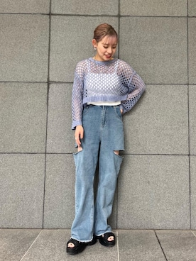 「参戦服」｜「アイテム（パンツ、ブルー系）」を使った、emsexcite　/　エムズエキサイトさん（レディース・158cm）の夏コーディネート