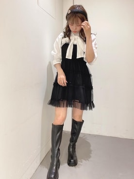 「フレンチガーリー」｜「アイテム（カチューシャ）」を使った、emsexcite　/　エムズエキサイトさん（レディース・151cm）の秋コーディネート