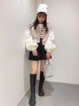 「アイテム（その他アウター、ピンク系）」を使った、emsexcite　/　エムズエキサイトさん（レディース・151cm）の秋コーディネート