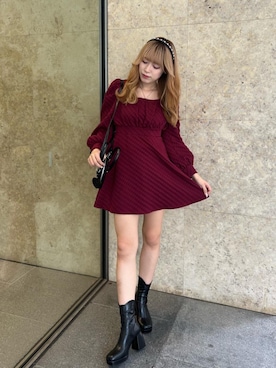 「アイテム（ワンピース/ドレス、レッド系）」を使った、emsexcite　/　エムズエキサイトさん（レディース・166cm）の秋コーディネート