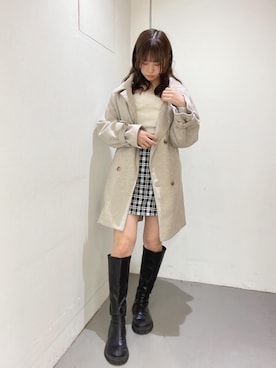 「フレンチガーリー」｜「アイテム（その他アウター）」を使った、emsexcite　/　エムズエキサイトさん（レディース・151cm）の冬コーディネート