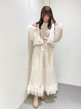 「フレンチガーリー」｜「アイテム（ブルゾン）」を使った、emsexcite　/　エムズエキサイトさん（レディース・151cm）の冬コーディネート
